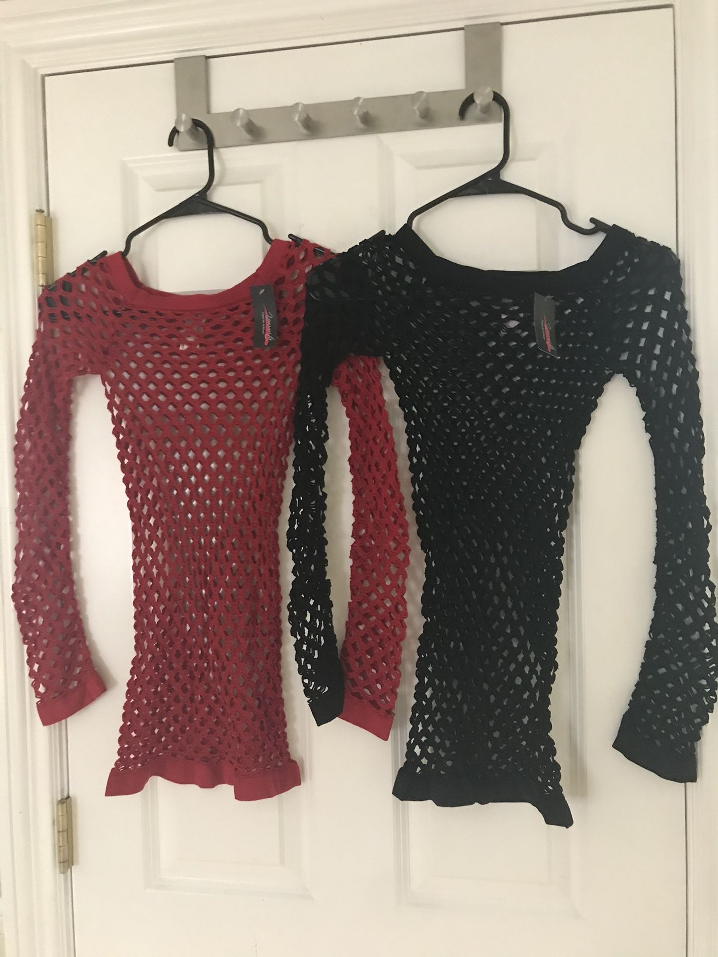Fishnet mini dresses