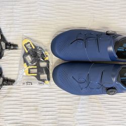 Shimano shoes, road pedals and  2 sets of cleats