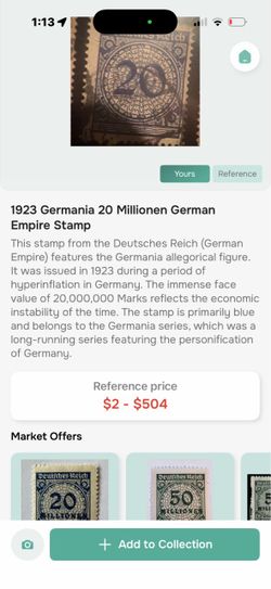 1923 Germania 20 Millionen German Empire Stamp