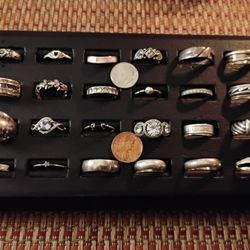 Sterling Silver Ring 24 Ring Lot Signed 925 Authentic