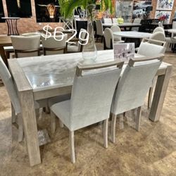 Luxury 6-pc Dining Table Set With Bench 