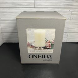 Oneida Silver Plated 1.5" Pedestal Candle Holder with Pillar Candle