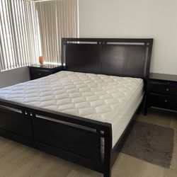 Modern espresso Wood King Bedroom Set