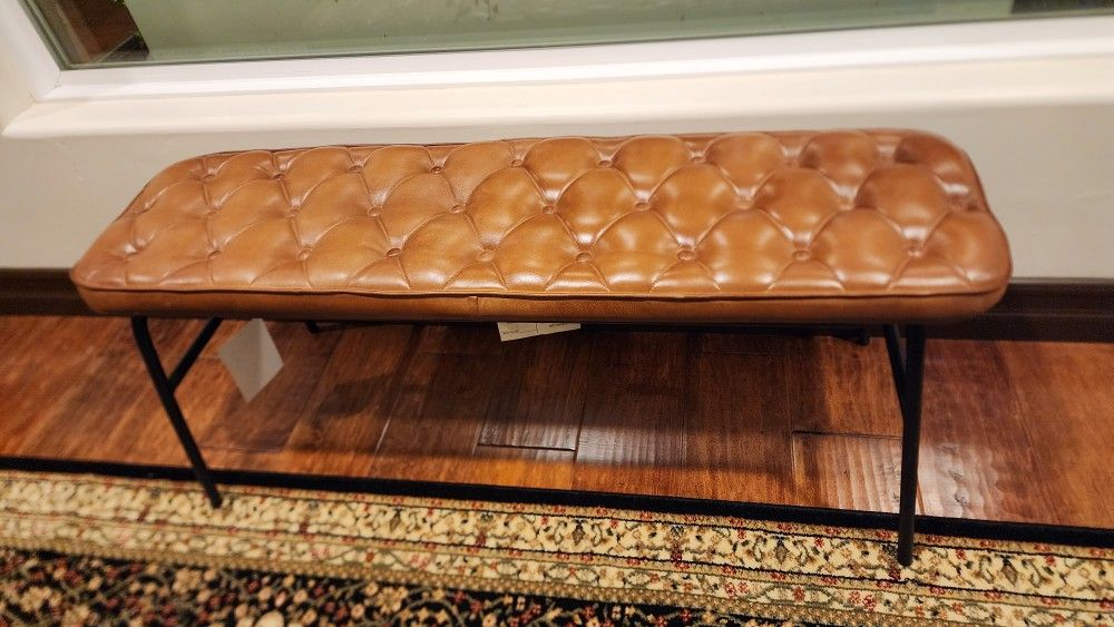 Bench Butler Austin Leather Button Tufted Entryway Bench