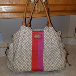 Kate Spade large tan duffle tote bag with strap