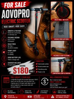 AOVOPRO Electric Scooter – $180 OBO