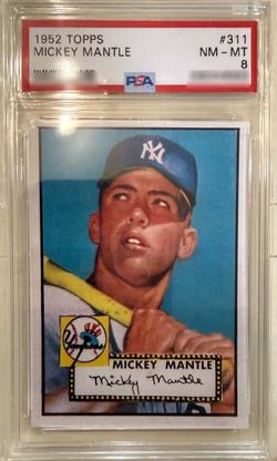 1952 TOPPS #311 MICKEY MANTLE YANKEES PSA 8