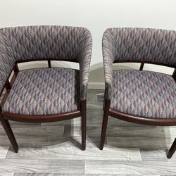 Cherry Wood Upholstered Chairs 