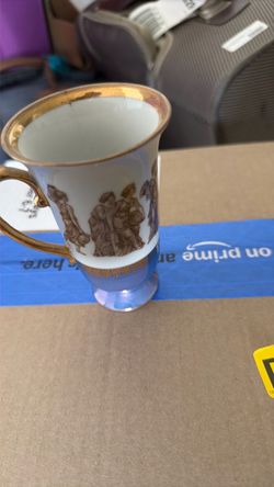 Vintage Porcelain Footed Mug with Gold Trim
