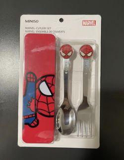 New Spider-Man stainless steel fork and spoon set with case