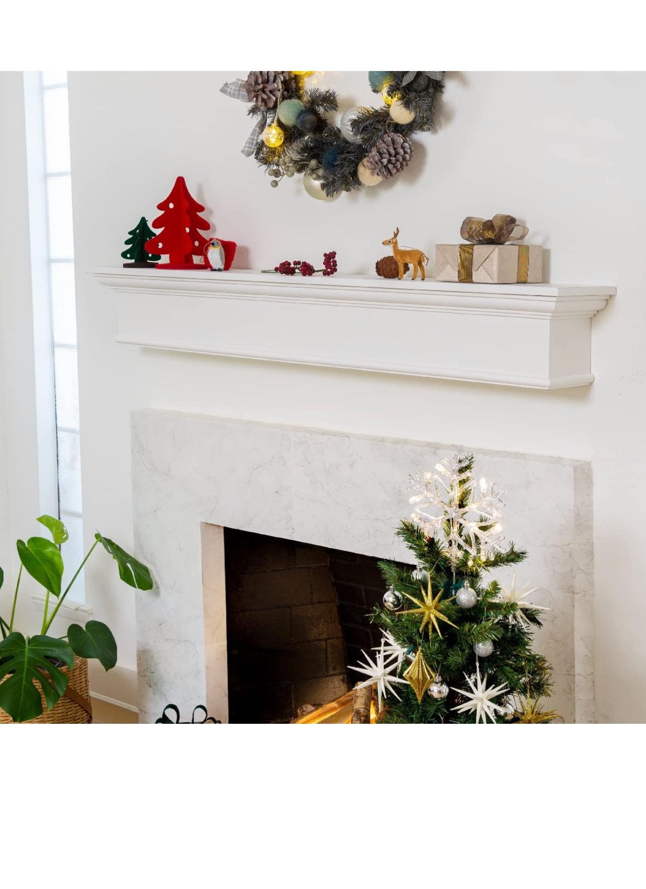New 72 ” X 9” Fireplace Floating Pearl White Wood Mantel Wall Shelf Shelves Beam White