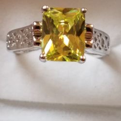 2ct. Yellow Topaz  Stone Set In 925 Silver Setting 