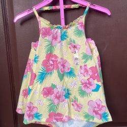 Pink & Yellow Floral Sleeveless Halter Top And Skort Set 5T