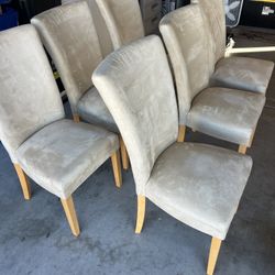 6 Brand New Upholstered Dining Chairs – High Back, Modern, Neutral Beige