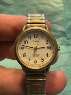 Timex Indiglo Watch Women Gold Tone Stretch Band, Needs New Battery