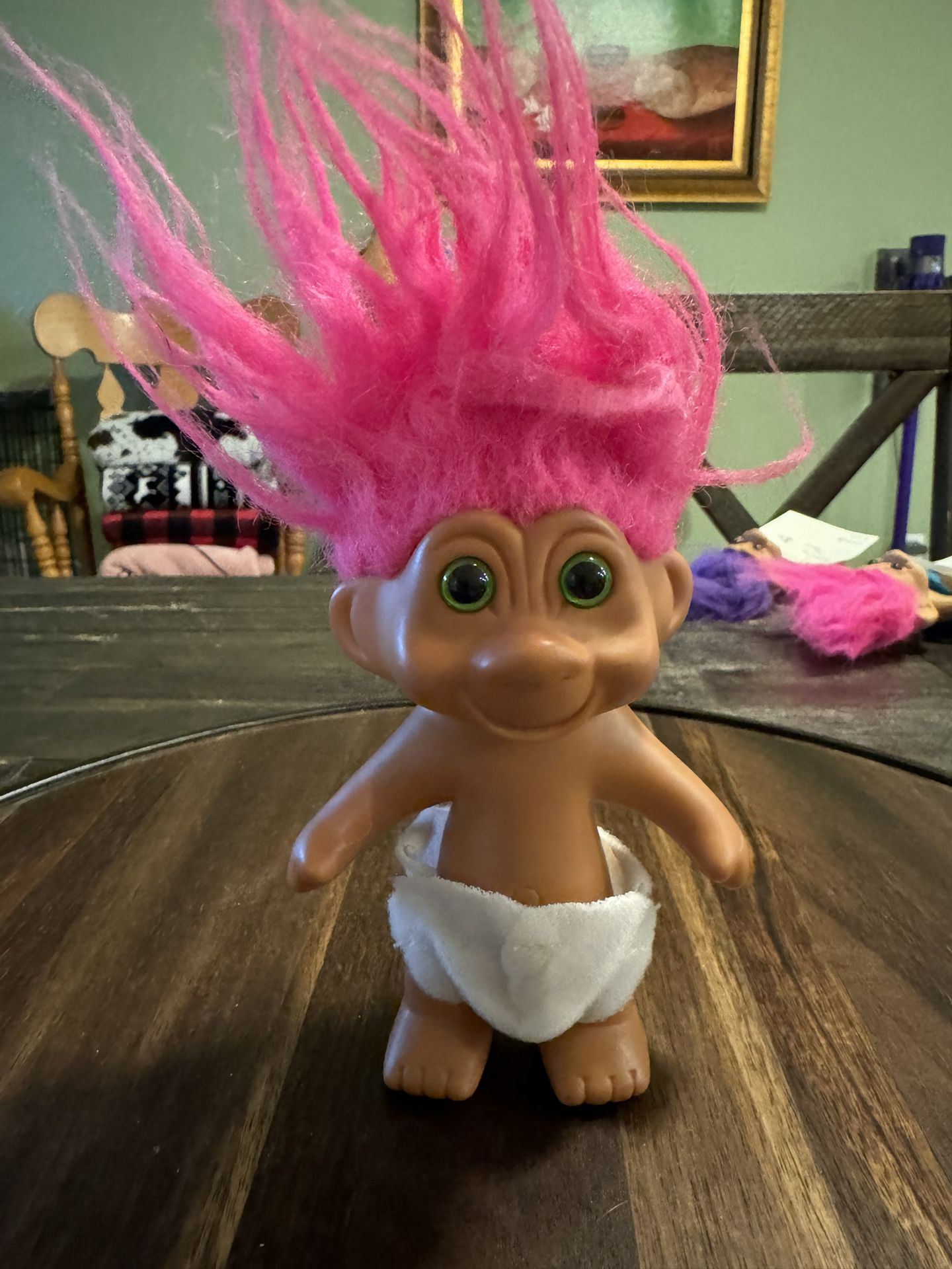 Vintage Pink Hair Troll In Diaper