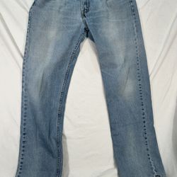 Levis 505 Regular Fit Denim Blue Jeans Mens 32x32 Red Tab Straight Leg