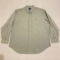 Ralph Lauren Classic Fit Green Button Down Shirt Mens 17 1/2 (34- 35)