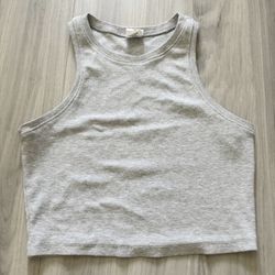 Gray Ribbed Crop Tank Top – Women’s Size Large