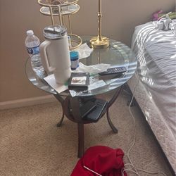 Glass bed side table