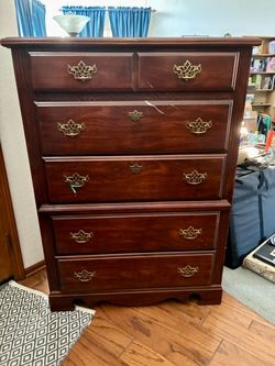 Solid Wood Tallboy Chest of Drawers / Dresser (Cherry Finish)