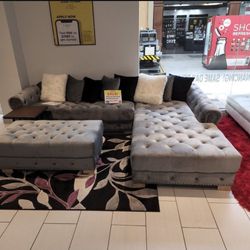 COMFY NEW SOFIA SECTIONAL SOFA AND OTTOMAN SET ON SALE ONLY $799. IN STOCK SAME DAY DELIVERY 🚚 EASY FINANCING 