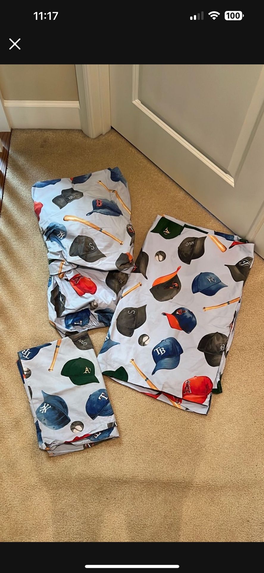 Pottery Barn Baseball Lovers Sheet Set - Twin Size