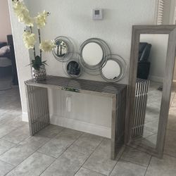 Espejos Arreglo Florar Y Mesa Silver 