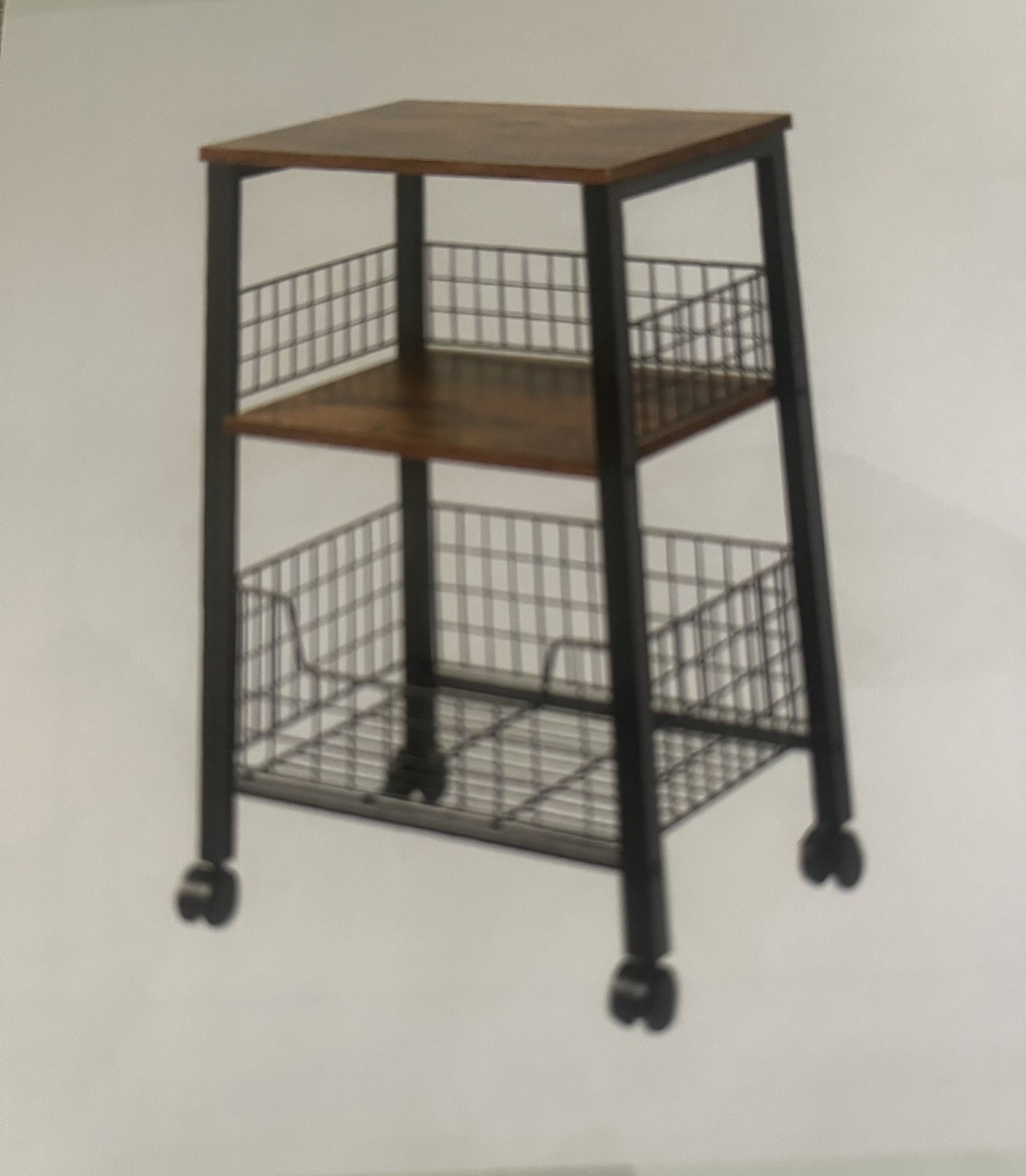 Rustic Brown and Black Table with Wheels-new!