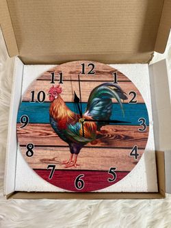 Rustic Country Decor 10” Rooster Wall Clock