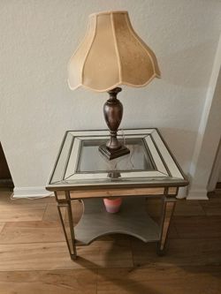 Mirrored Glass Top End Table