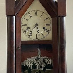 Antique HAC Wall Clock Hamburg American Company Gong Chime Clock Beveled Glass