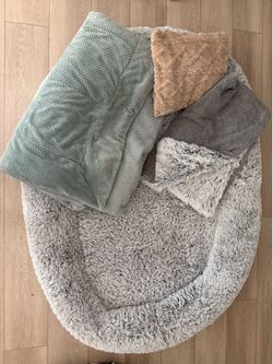 WROS Human Dog Bed - Grey, Washable, Huge, Pillow, Blanket, Carrying Strap