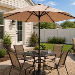 7.5ft Patio Umbrella Crank Tilt Outdoor Market Umbrella Beige New