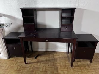 Desk and file cabinets