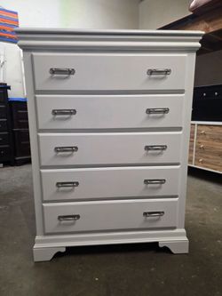 Modern White 6 Drawer Tallboy Dresser