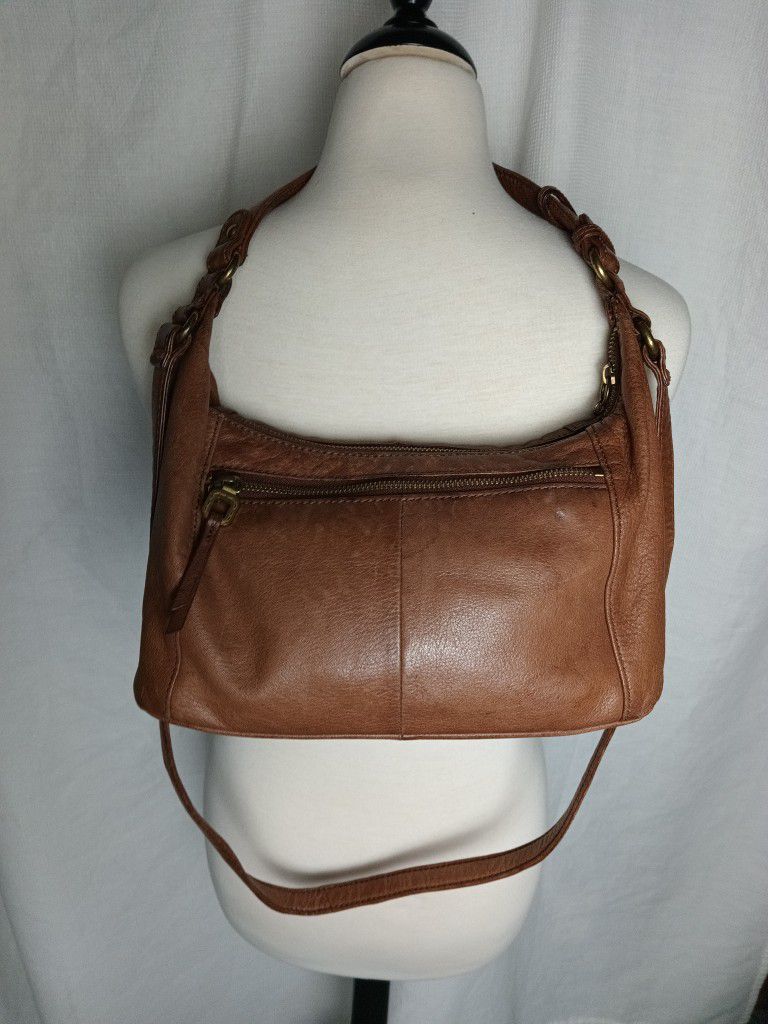 Vintage Hobo International Brown Leather Crossbody Shoulder Bag