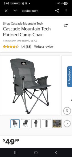 Cascade Mountain Tech Padded Camp Chair