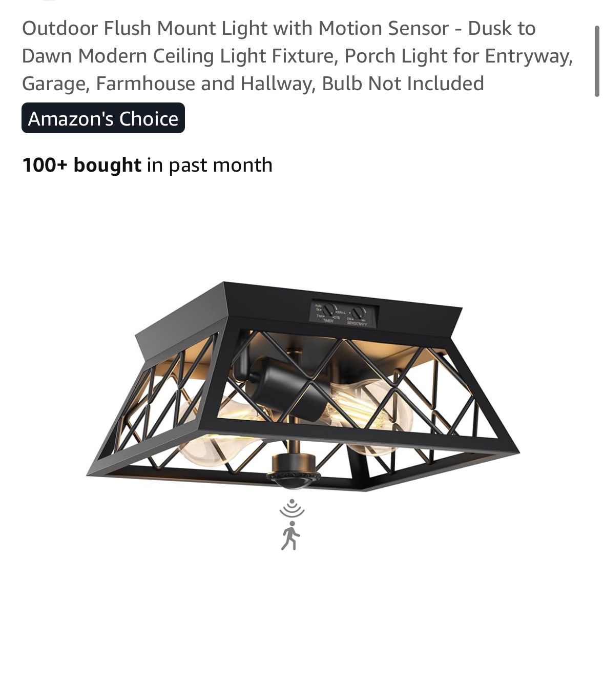 Outdoor Flush Mount Light with Motion Sensor -