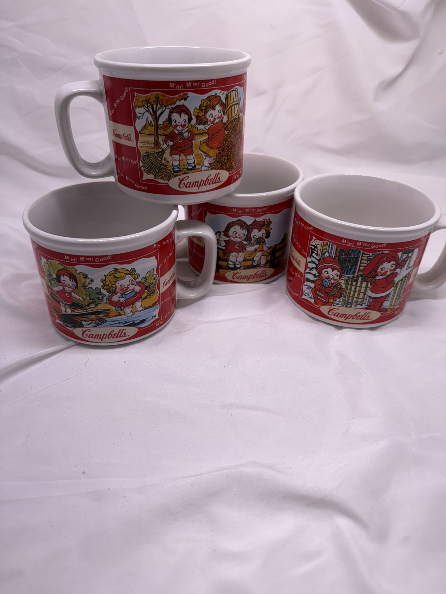 Vintage 1998 Campbell Soup 12 Oz Soup Mugs-Lot of 4