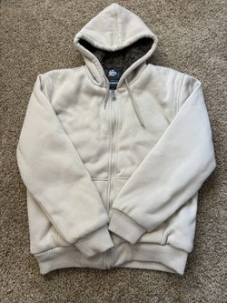Street Rules Sherpa Lined Full Zip Cream Hoodie Mens Size Large
