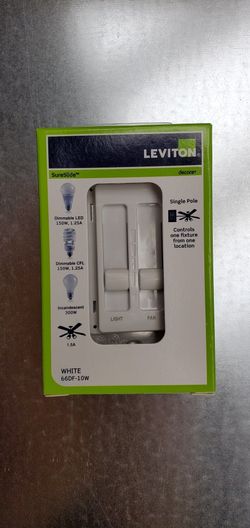 Leviton 66DF-10W SureSlide Dual Quiet Light Control for 150W LED 300W 120V White