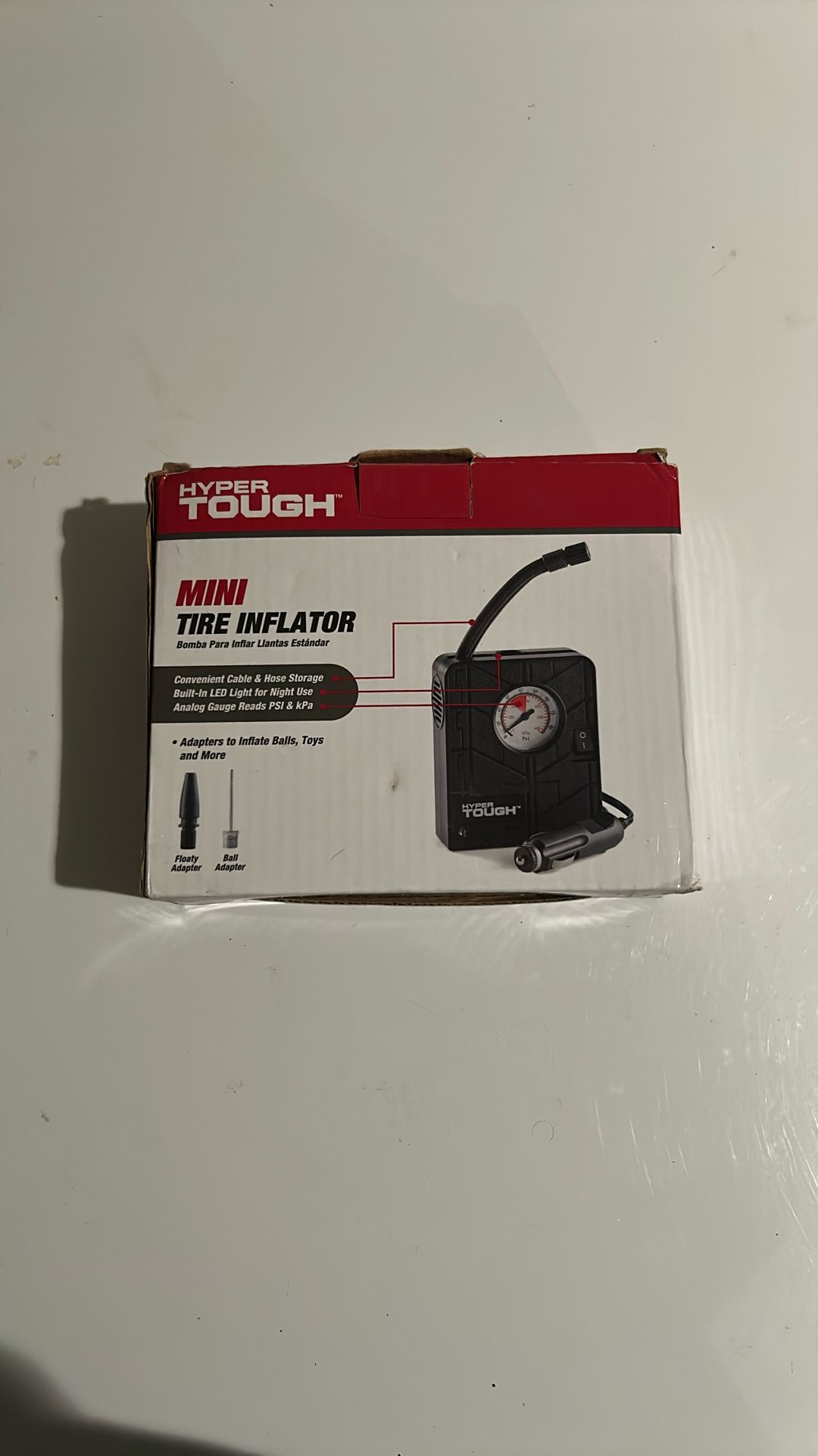 Hyper Tough Mini 12 Volt Tire Inflator With Adapters To Inflate Balls Toys And More