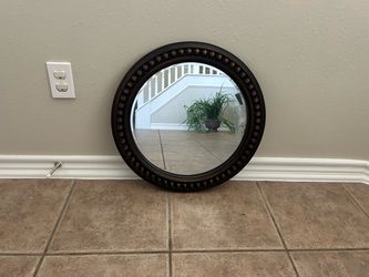 Round Wall Mirror Dark Brown Beaded Frame