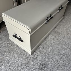 Laura ashley old cedar trunk  47”long 20”H and deep  repainted riverstone color