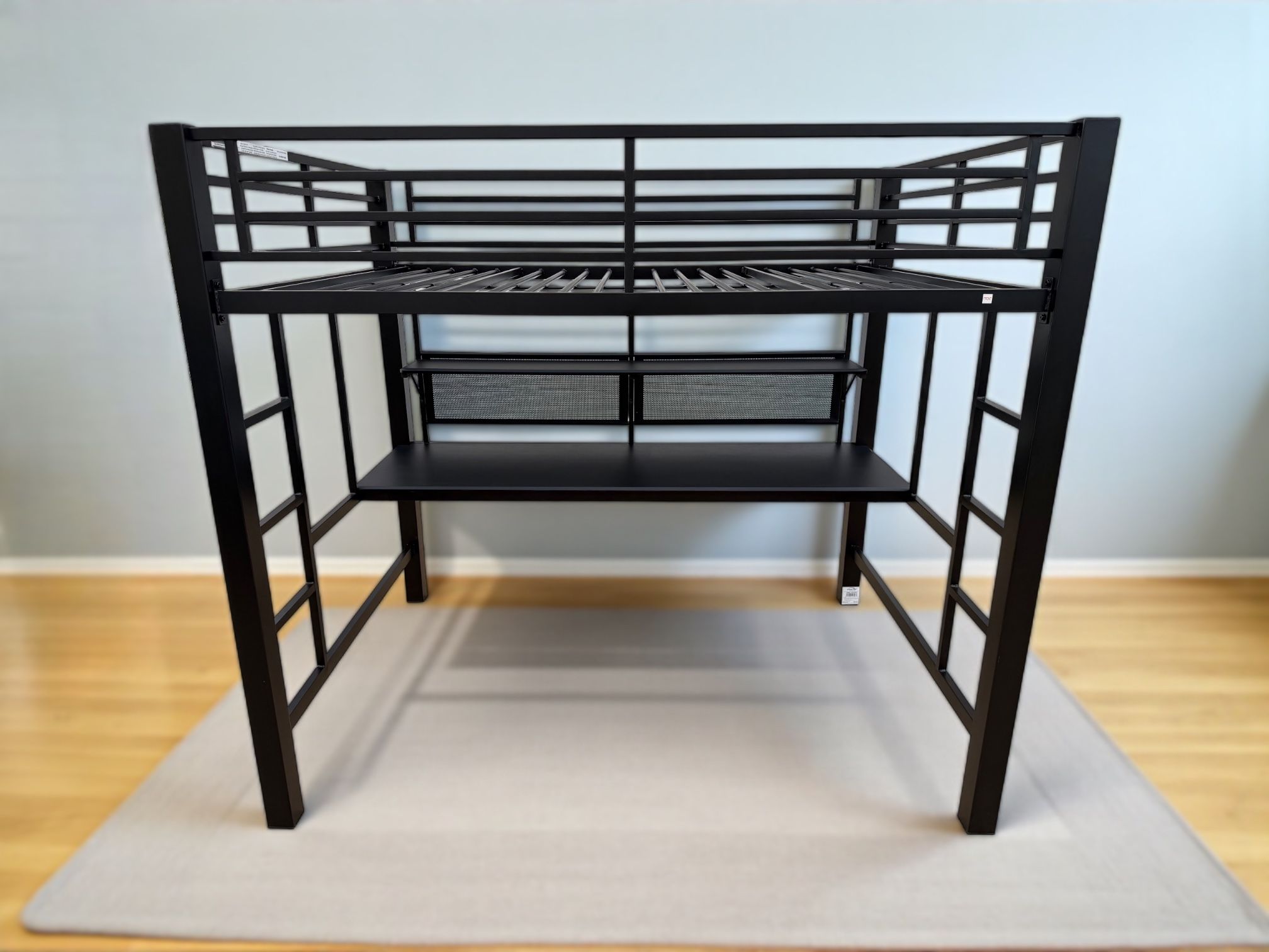 Coaster Fine Avalon Black Metal Full Size Loft Workstation Bed Frame