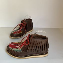 Ariat Women’s 6 US Serape Fringe Leather Moccasin Boots Multicolor Western Boho 