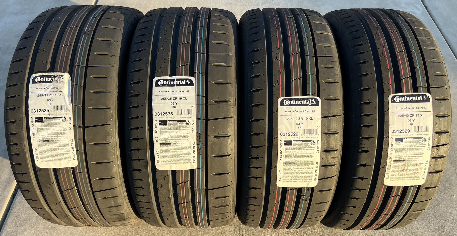 4X NEW Continental ExtremeContact Sport 02 Tires 2X 255/35ZR19