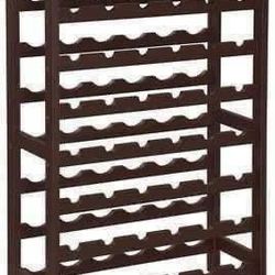 SONGMICS 42-Bottle Wine Rack Free Standing Floor, 7-Tier Display Wine Storage Shelves with Table Top, Bamboo Wobble-Free Bottle Holder for Kitchen Bar