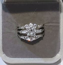 Sterling Silver Wedding And Engagement Ring Set